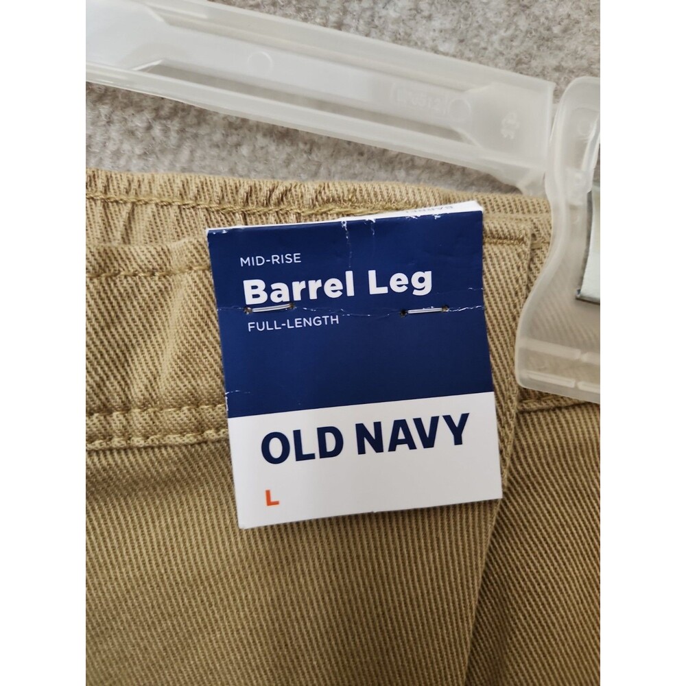 Old Navy Twill Barrel Cargo Pants Womens L Teakwood Brown Pleated Jogger NEW - Picture 5 of 12